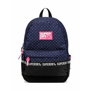 Černo-modrý puntíkovaný dámský batoh Superdry Montana