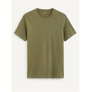 Khaki basic tričko Celio Tebase