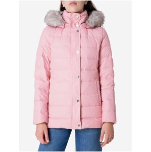 Růžová dámská bunda s kapucí Tommy Hilfiger