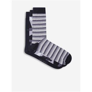 Sada tří pánských ponožek v černé a šedé barvě Diesel Skm-Robin