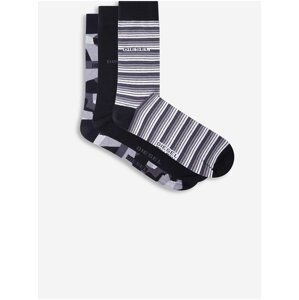 Sada tří pánských ponožek v černé a šedé barvě Diesel Skm-Robin