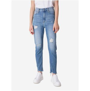 Světle modré dámské zkrácené slim fit džíny s potrhaným efektem Calvin Klein Jeans