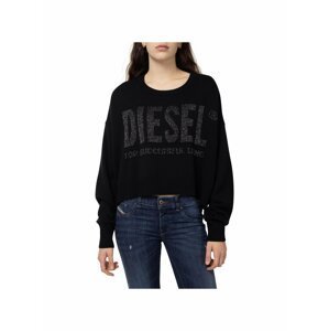 Černý dámský vzorovaný cropped svetr s příměsí vlny Diesel
