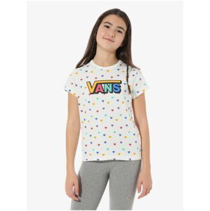 Bílé holčičí vzorované tričko s potiskem Vans Colorful Hearts