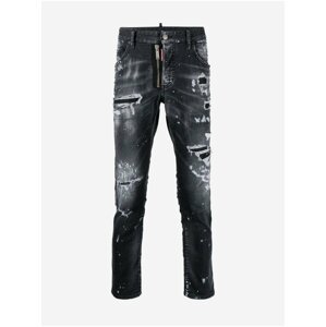 Tmavě šedé pánské slim fit džíny s potrhaným efektem DSQUARED2