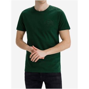 Tmavě zelené pánské  tričko Superdry Premium Goods Tonal Injecti
