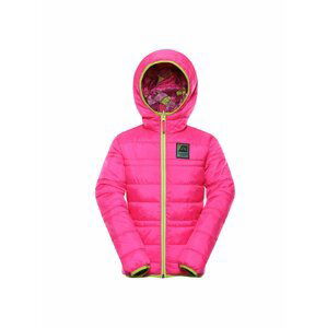 Zeleno-růžová holčičí vzorovaná oboustranná bunda Alpine Pro IDIKO 2