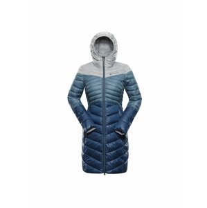 Modrý dámský pruhovaný zimní prošívaný kabát Alpine Pro LEVRA