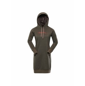 Tmavě hnědé dámské mikinové šaty s kapucí Alpine Pro LAKIA 2