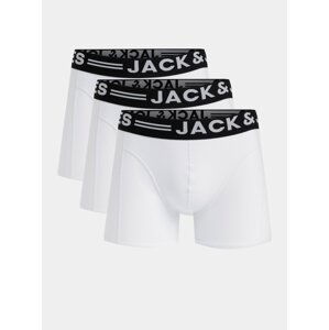 Sada tří pánských bílých boxerek Jack & Jones Sense