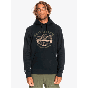 Černá pánská vzorovaná mikina s kapucí Quiksilver Big Logo Hoodie