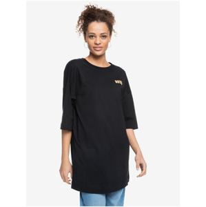 Černé dámské oversize tričko s potiskem Roxy Macrame Hour