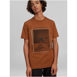 Tmavě hnědé pánské tričko s potiskem O'Neill Mountain Frame