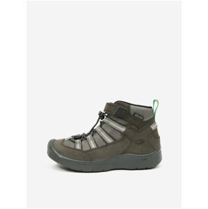 Šedo-zelené dětské nepromokavé boty s koženými detaily Keen Hikeport 2 Sport