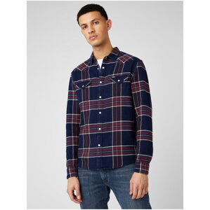 Červeno-modrá pánská kostkovaná košile Wrangler LS Western Shirt