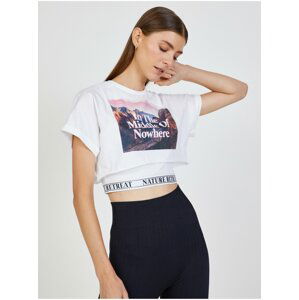 Bílý crop top s potiskem TALLY WEiJL