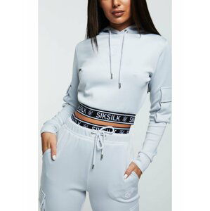 Světle modrá dámská crop top mikina s kapucí SikSilk