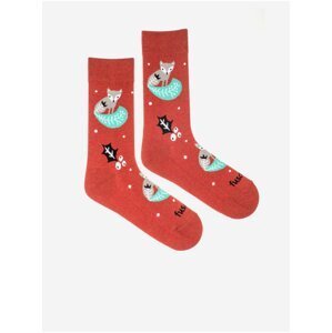 Červené dámské vzorované ponožky Fusakle Liskanie