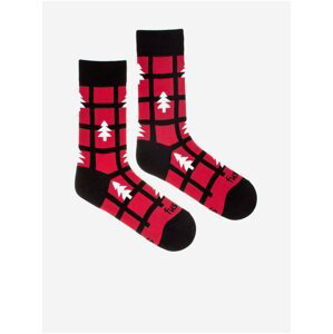 Černo-červené dámské vzorované ponožky Fusakle sromec cerveny