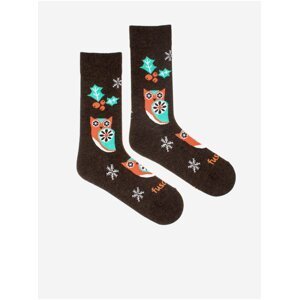 Hnědé dámské vzorované ponožky Fusakle vyhukanec nocny