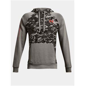 Mikina Under Armour RIVAL FLC CAMO SCRIPT HD - šedá