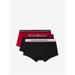 Sada tří pánských boxerek v černé a červené barvě  Emporio Armani