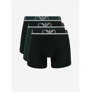 Sada tří pánských boxerek v černé a tmavě zelené barvě Emporio Armani