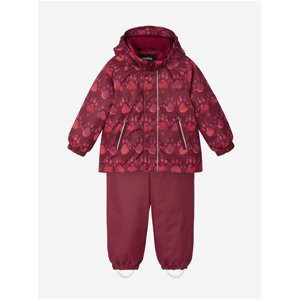 Červený dětský vzorovaný set zimní bundy a kalhot Reima Ruis