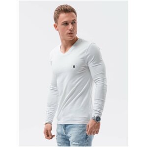 Bílé pánské tričko s dlouhým rukávem Ombre Clothing L134