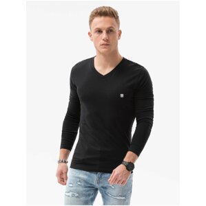 Černé pánské tričko s dlouhým rukávem Ombre Clothing L134