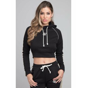 Černá dámská crop top mikina s kapucí SikSilk