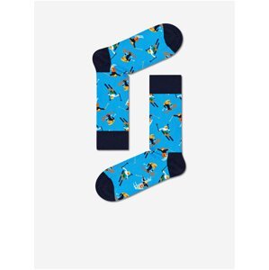 Černo-modré ponožky se zimním motivem Happy Socks