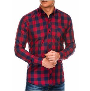 Pánská kostkovaná košile s dlouhým rukávem K282 - červená/námořnická modrá