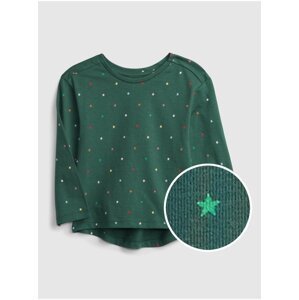 Zelené holčičí tričko GAP print organic
