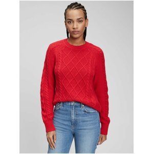 Ženy - Pletený svetr se vzorem Červená