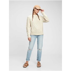 Ženy - Pletený svetr se vzorem Béžová