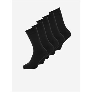 Sada pěti párů černých ponožek Jack & Jones Basic Bamboo