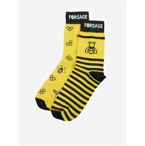 Černo-žluté dámské vzorované ponožky DOBRO. pro Forsage