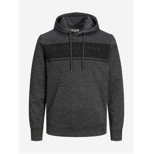 Tmavě šedá pánská vzorovaná mikina s kapucí Jack & Jones River