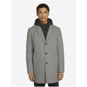 Světle šedý pánský zimní kabát s všitou vsadkou Tom Tailor Denim