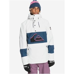 Modro-bílá pánská vzorovaná sportovní zimní bunda s kapucí Quiksilver