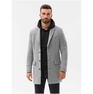 Pánský kabát C431 - šedá/bílá