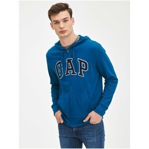Muži - Mikina na zip logo GAP Modrá