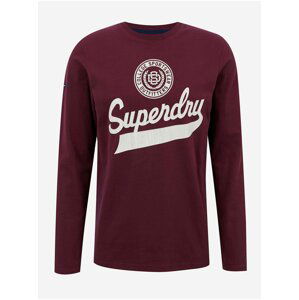 Vínové pánské tričko s potiskem Superdry