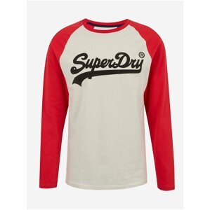 Červeno-bílé pánské tričko s potiskem Superdry