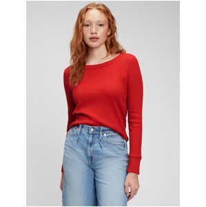 Ženy - Tričko s vaflovou strukturou Červená