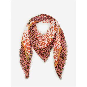 Hnědo-růžový dámský šátek s gepardím vzorem Guess Kefiah