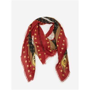 Hnědo-červený dámský vzorovaný šátek Guess Katey