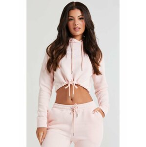 Světle růžová dámská crop top mikina s kapucí SikSilk