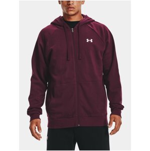 Vínová pánská mikina Under Armour Rival Cotton FZ Hoodie